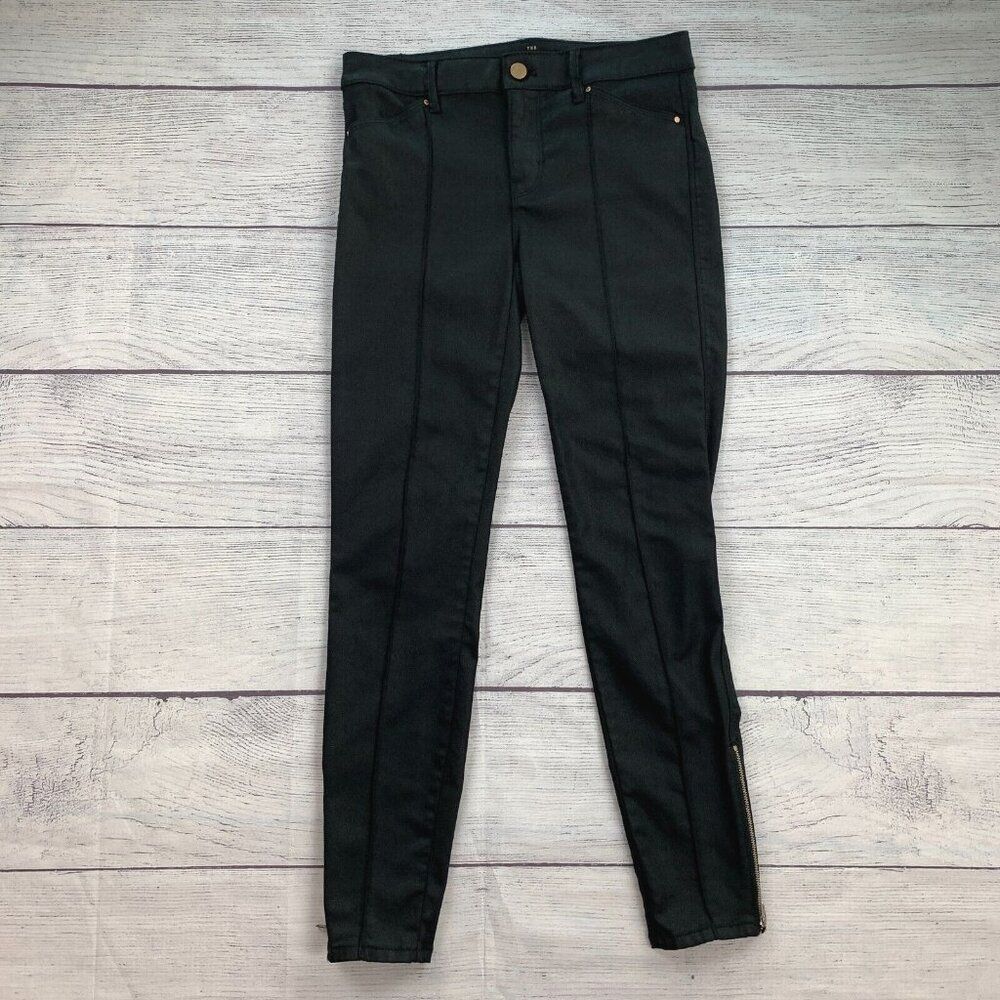 WHBM Pants sz 2 The Skinny Ankle Black Zip Ankles Inseam 27.5" Mid Rise